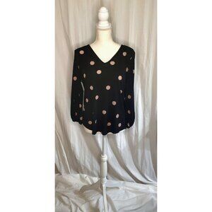 Adrianna Papell Pullover Women's Size Small Polka-Dot 3/4 Balloon Sleeved Blouse